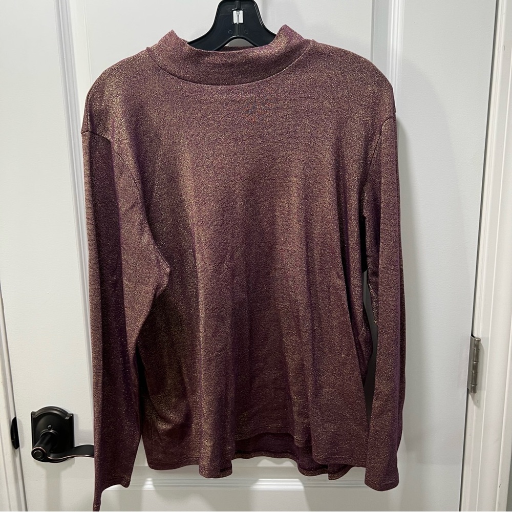 Vintage Sparkly Purple and Gold Turtleneck Size 1X